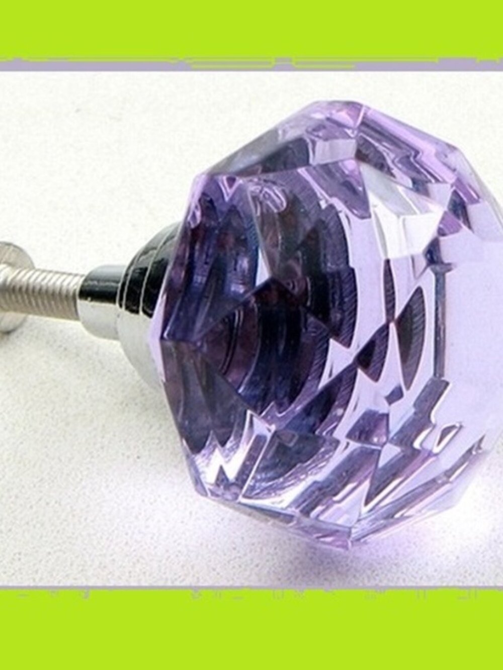 Two (2) Large Purple Solid Crystal Drawer Knob Cabinet Pull Two (2) Ho14PU